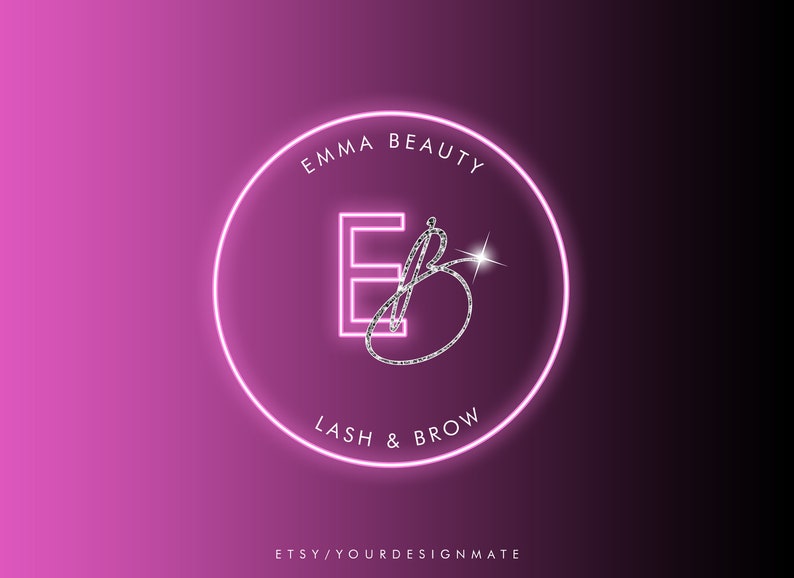 Pink Glitter Logo Pink Neon Logo Pink Silver Logo Cosmetics - Etsy