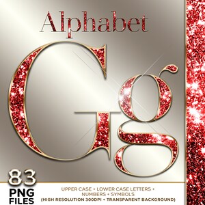 Rotes Glitzer Alphabet PNG, Glitzer Alphabet Clipart, Diamant Alphabet PNG, Bling Alphabet, funkelnde rote Folienbuchstaben, Luxus, Digital #8