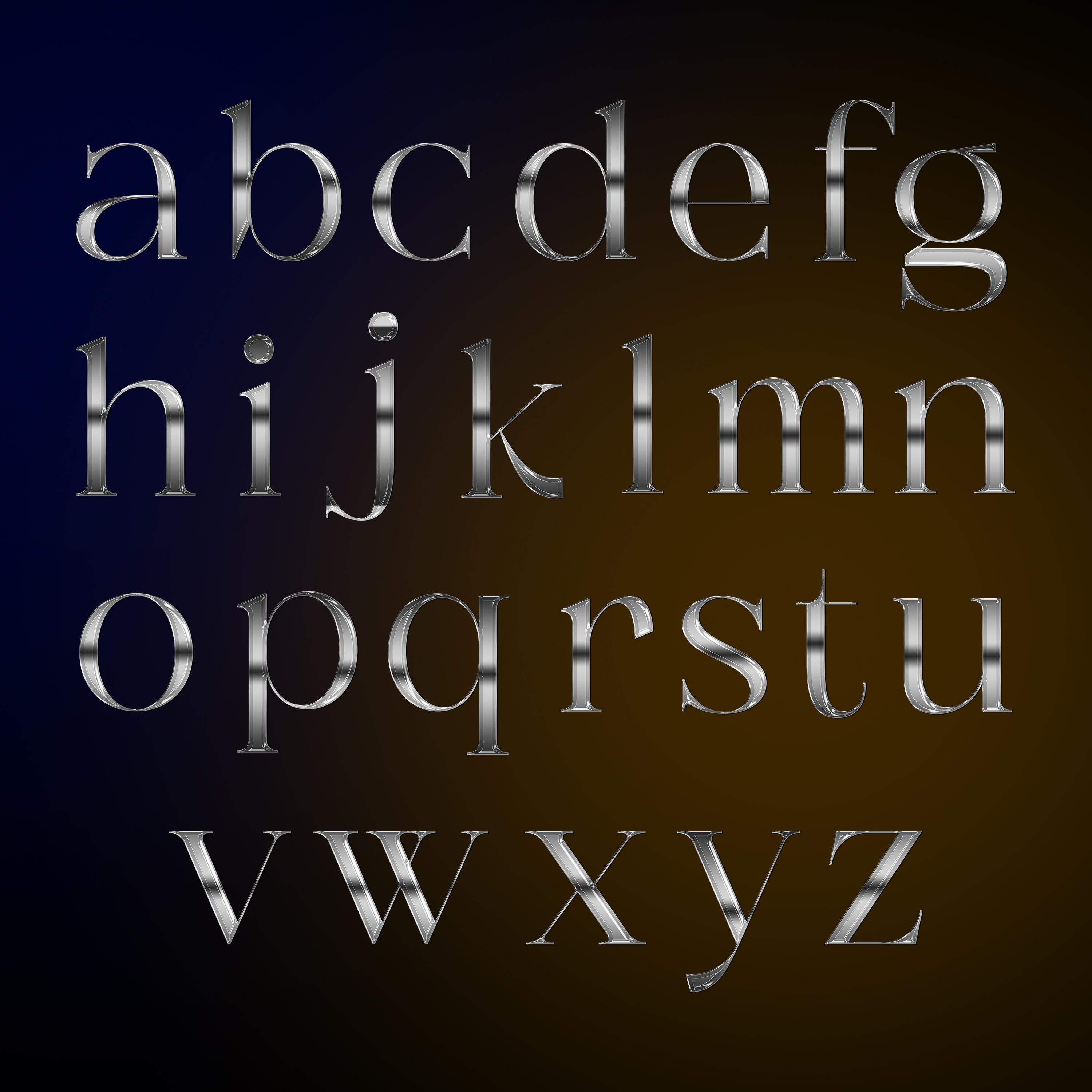 Luxury Silver Chrome Alphabet Clipart, Glam Metallic Letters PNG ...