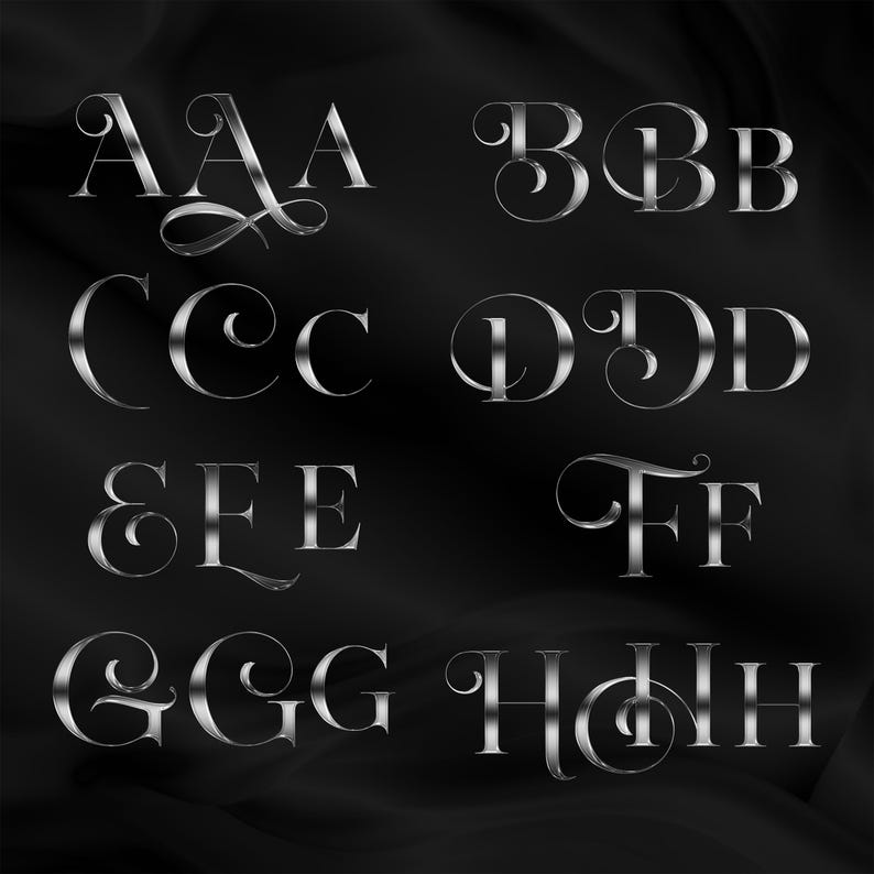Silver Chrome Alphabet Clipart | 3D Metallic Letters PNG | Luxury Shiny ...