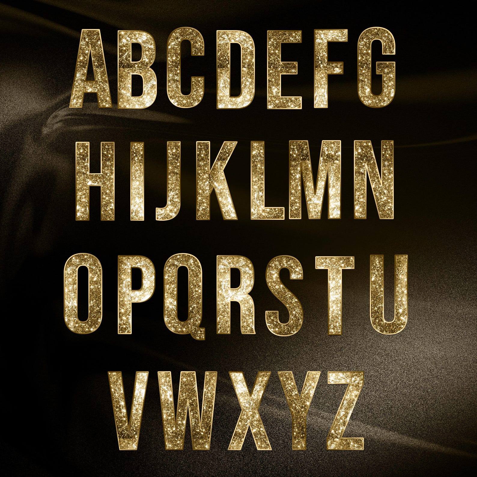 Gold Glitter Alphabet PNG, Sparkle Digital Clipart, Glamorous Glitter ...
