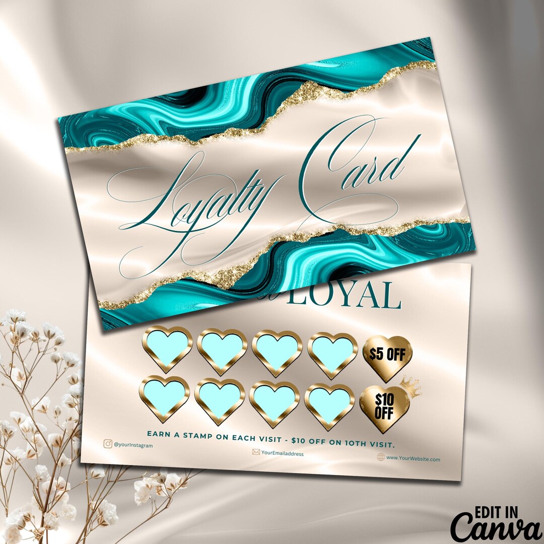 Loyalty Card Template Canva, Salon Punch Card Rewards Design, Editable ...