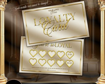 Champagne Gold Loyalty Card Template, Rewards Card, VIP Customer Card, Digital Download, Customizable Canva Template, Salon Loyalty Card #9