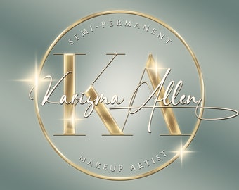 May include: Gold logo with the letters "KA" in a circle with the text "Semi-Permanent Makeup Artist" around the outside. The text "Karizma Allen" is written in cursive below the letters.