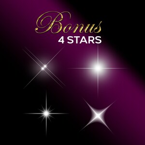 May include: Four white starburst shapes on a dark purple background. The text "Bonus 4 Stars" is in gold lettering at the top of the image.