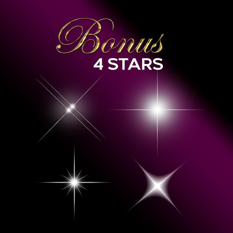 May include: Four white starburst shapes on a dark purple background. The text "Bonus 4 Stars" is in gold lettering at the top of the image.