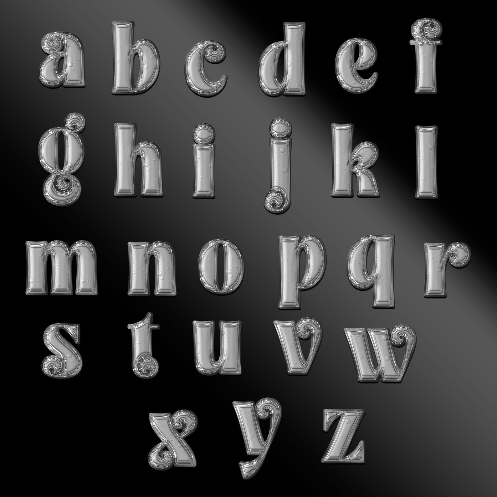 84 Letters Silver Foil Alphabet Clip Art, 3D Glitter Chrome Letters, Silver Foil ...
