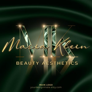 May include: Gold and green logo with the text "Maria Klein Beauty Aesthetics" and the initials "MK" in a gold frame.