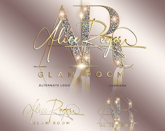 Logotipo de beleza, Logotipo com glitter, Logotipo glamouroso, Logotipo luxuoso, Logotipo com brilho e glitter, Logotipo pré-fabricado, Logotipo dourado, Logotipo de cosméticos, Logotipo de salão de beleza, Logotipo de maquiagem #268