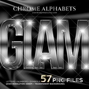 Silbernes Chrom Alphabet PNG Buchstaben, 3D Glam Metallic Schrift, luxuriöse silberne Buchstaben für Logos, Branding, Einladungen, digitales Alphabet A-Z #114