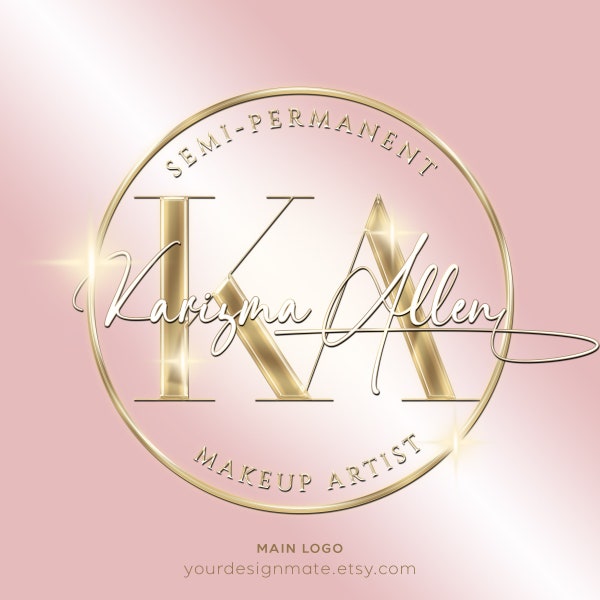 Beauty Logo, Pink Gold Luxury Logo, Makeup Logo, Cosmetics Logo, Skincare Logo, Premade Logo, Hair Extensions Logo, Lash Logo, Spa Logo #226