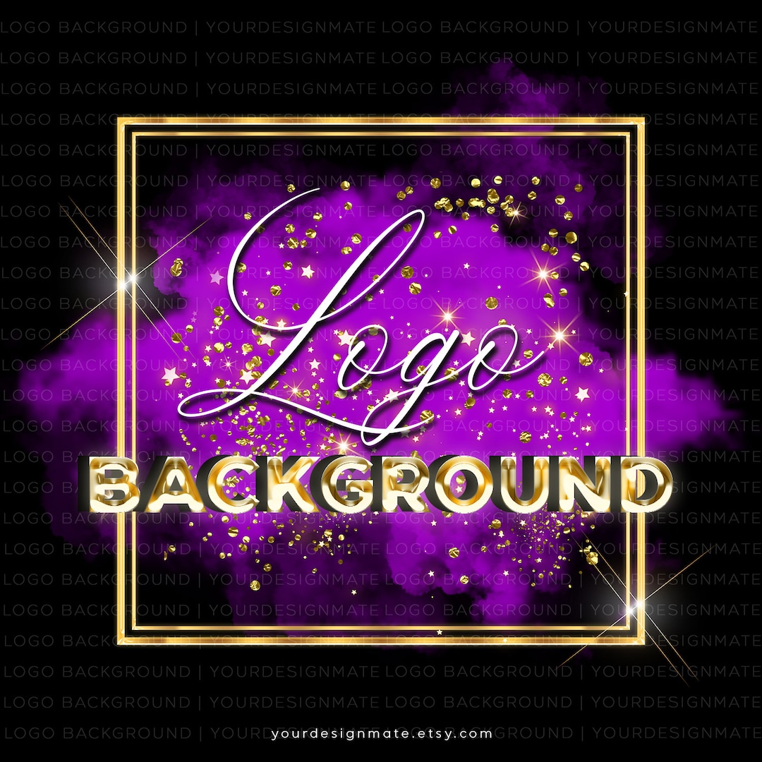 Purple Logo Background, Purple Smoke Png, Gold Frame, Purple Watercolor