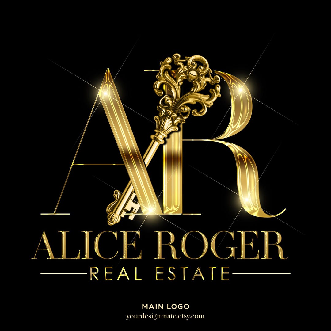 Luxury Real Estate Logo, Gold Key Monogram Logo, Elegant Realtor ...