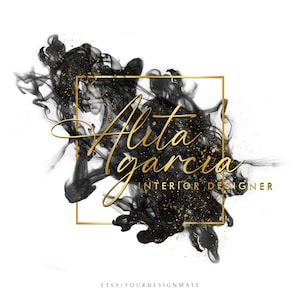 Black Gold Metallic Logo | Smoke Watercolor Design | Beauty Logo, Nails Logo, Glam Branding, Elegant Luxury Logo, Modern Beauty Design #102