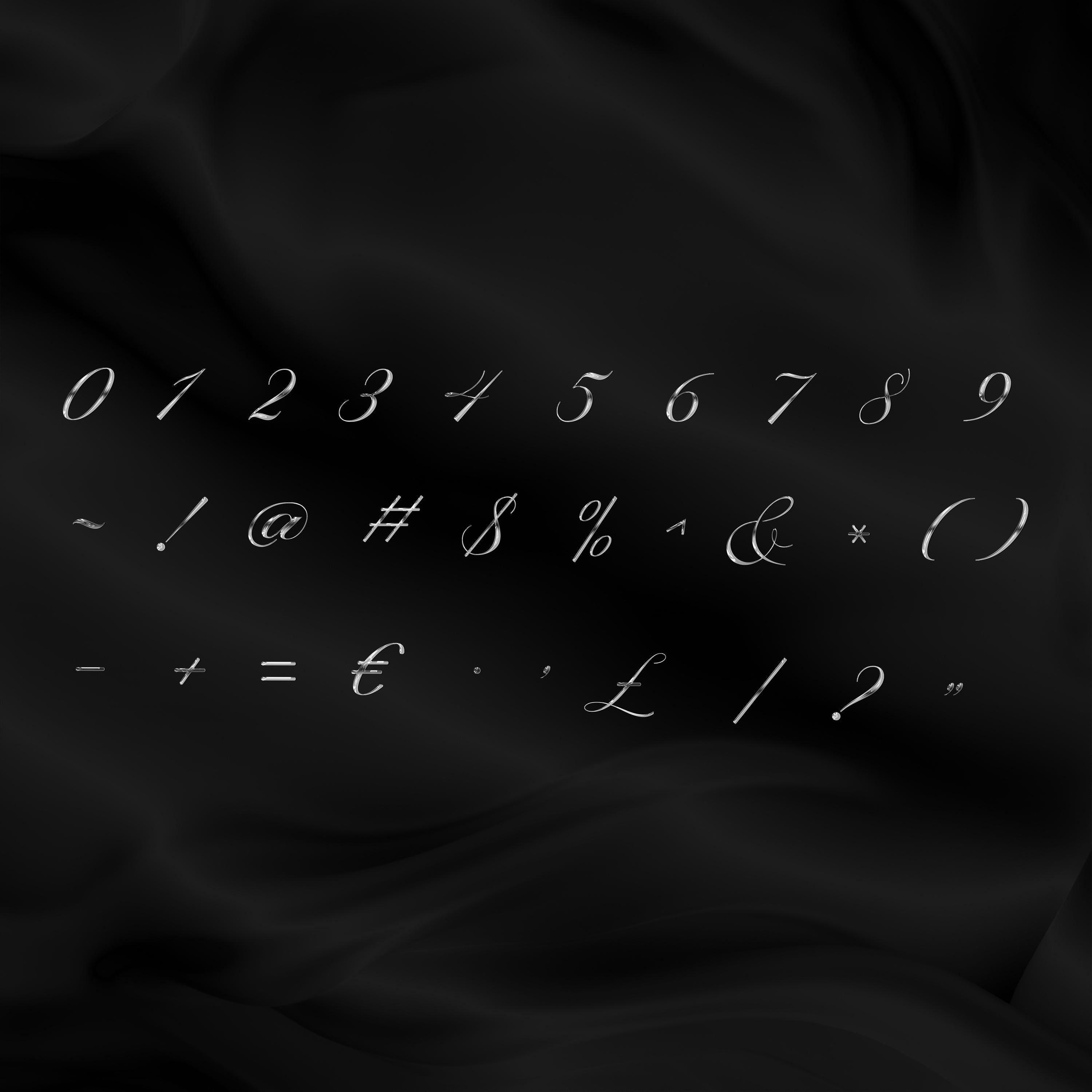 Chrome Script Alphabet PNG, Luxury Metallic Letters, Shiny Silver Font ...