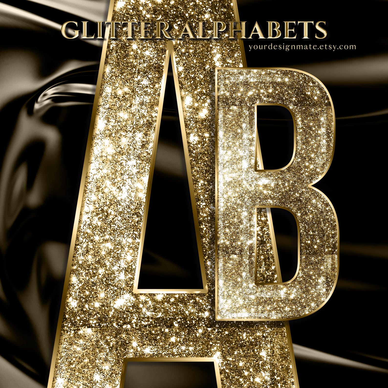 Gold Glitter Alphabet PNG, Sparkle Digital Clipart, Glamorous Glitter ...