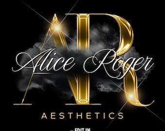 Luxury Gold Beauty Logo for Aesthetics, Elegant Premade Logo Design, Editable Branding for Lash, Brow, Skin, Medspa, Canva Logo Template #39
