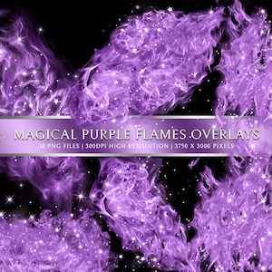 Sovrapposizioni di fiamme viola, sfondo del logo, clipart di fiamme, png di fuoco viola, fiamma trasparente, effetto acquerello, fiamme glitterate, Blaze #11