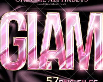 Alfabeto rosa cromado PNG, letras 3D metálicas, fuente negrita de lujo, clipart de texto rosa brillante, descarga digital para marca, arte y diseño n.° 129