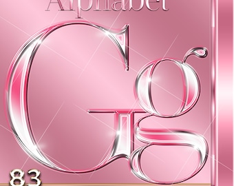 Letras metálicas rosas, alfabetos de cromo rosa, alfabeto rosa PNG, alfabetos de lámina rosa, letras de cromo rosa líquido, descarga digital, Glam #51