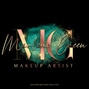 Watercolor Emerald Green Logo, Green Gold Logo, Glitter Logo, Beauty Logo, Premade Logo, Signature Logo, Smoke Logo, Event Planner Logo #116