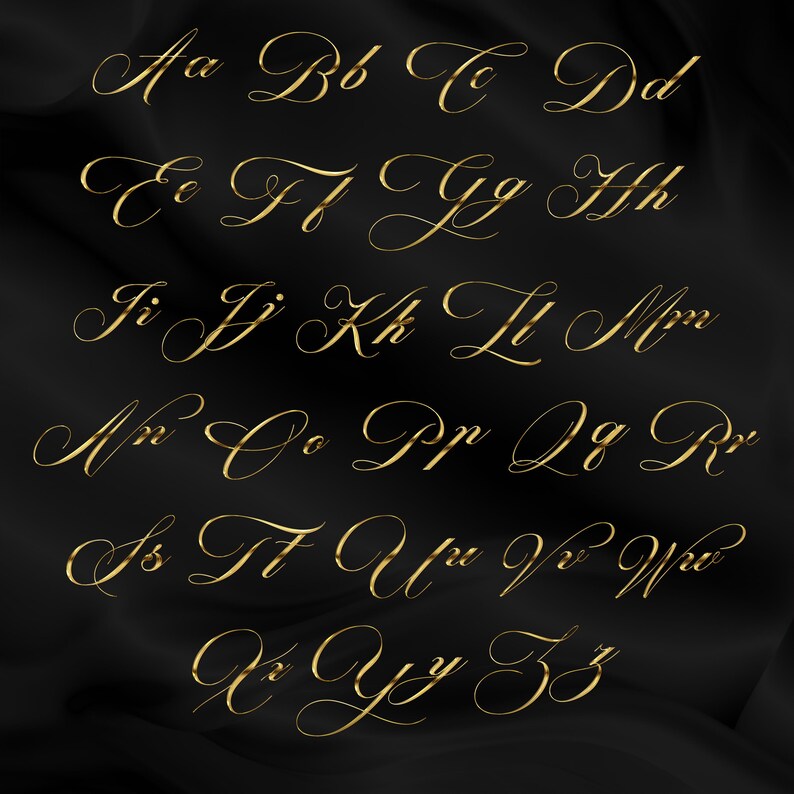 Luxury Gold Chrome Script Alphabet PNG. Perfect for Logos, Branding ...