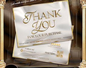 DIY ThankYou Card Template, Gold Thank You Card, Editable Canva Template, Business Thank You Note, Instant Download, Custom ThankYou Card #1