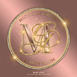 Rose Gold Glitter Logo, Beauty Logo, Jewellery Logo, Sparkle Logo, Premade Logo, Luxury Logo, Nails Logo, Lash Logo, Cosmetics Logo  #210