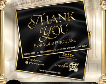 Editable Thank You Card, Black Gold Thank You Card, DIY Thank You Card Template, Lash Tech Thank You, Hair Stylist Card, Instant Download #2