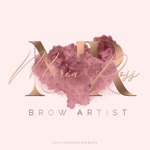 Watercolor Rose Gold Logo Pink Beauty Logo Signature Logo Etsy