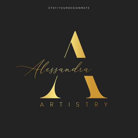 Gold Makeup Artist Logo Gold Beauty Logo Signature Logo Etsy