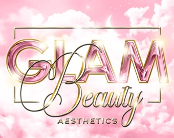 Pink Beauty Logo, Gold Logo, Pink chrome Logo, Sparkle Logo, Luxury Logo, Nails Logo, Cosmetics Logo, Brow Logo, Lash Logo, Glam Logo #259