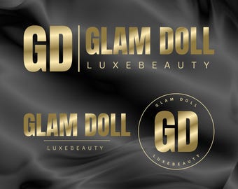 Gold Luxury Beauty Logo, Premade Business Logo Design, DIY Salon Branding, Hairstylist Lash Makeup Logo, Editable Gold Canva Template #23