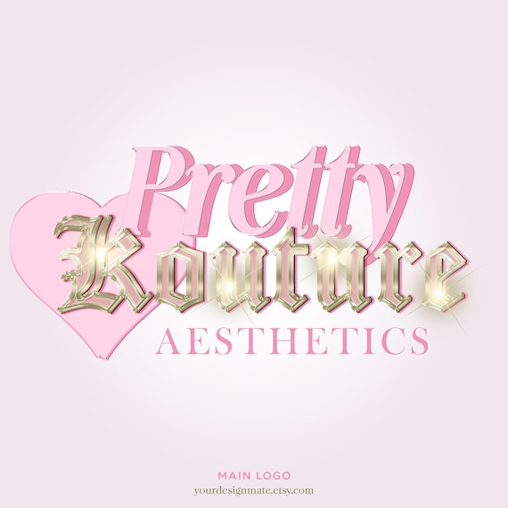 Luxury Pink Gold Logo | Beauty Aesthetics Logo | Glam 3D Metallic logo | Pink Business Logo | Boutique Branding | Premade Logo Design #321