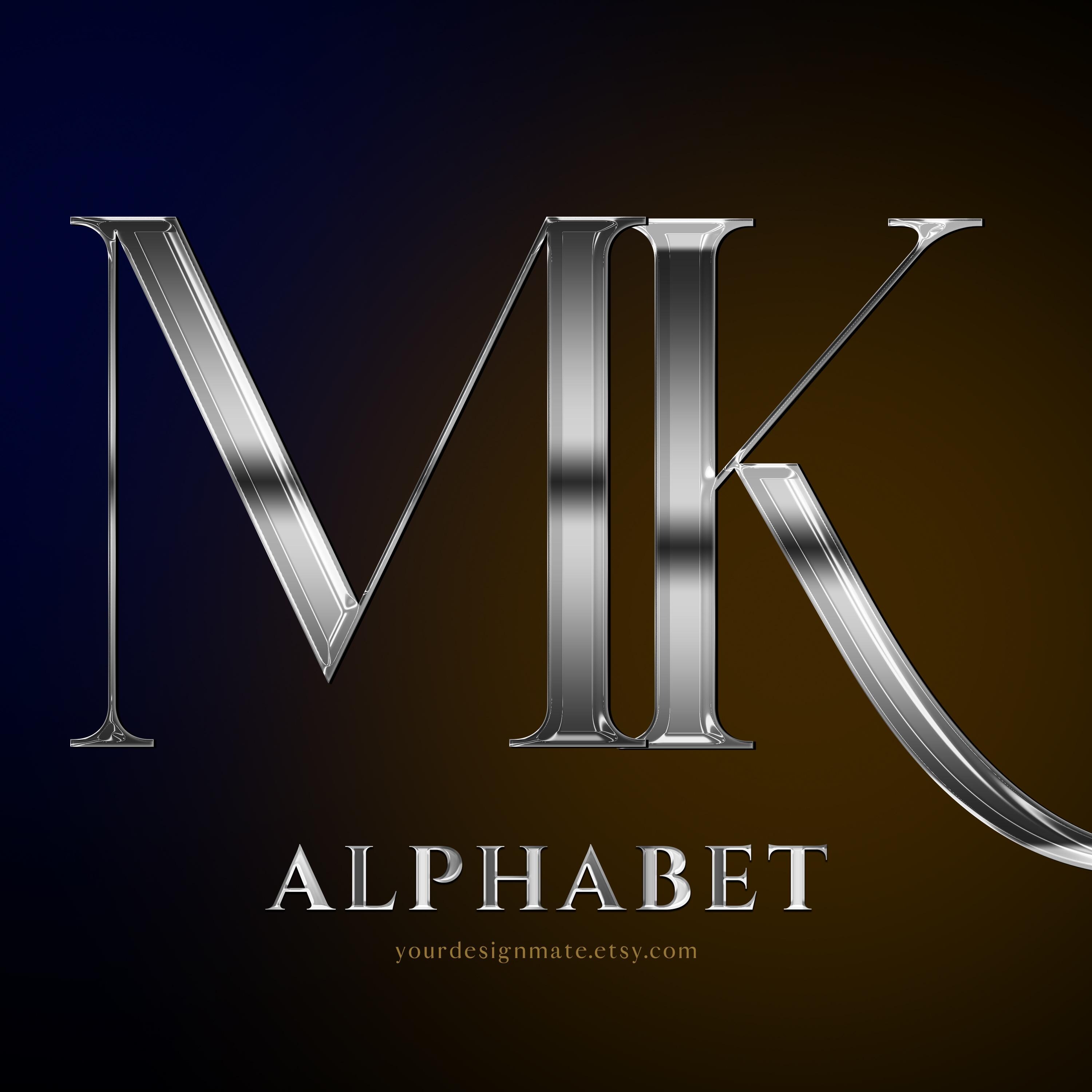Luxury Silver Chrome Alphabet Clipart, Glam Metallic Letters PNG ...