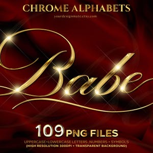 Luxus-Gold-Chrom-Schrift Alphabet PNG. Perfekt für Logos, Branding, Einladungen, Social Media und kreative Projekte. Sofort-Download #113
