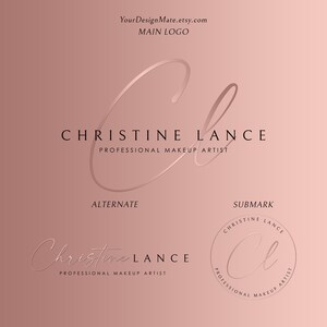 May include: A pink and white logo design for a makeup artist named Christine Lance. The logo features a stylized cursive "CL" with the name and title "Professional Makeup Artist" below.