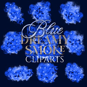 Blue Sparkle Smoke Clipart, Sapphire Ink Swirl PNG, Electric Blue Puff Overlay, Glitter Cloud PNG, Fantasy Smoke Effect, Blue Dreamy Smoke 4