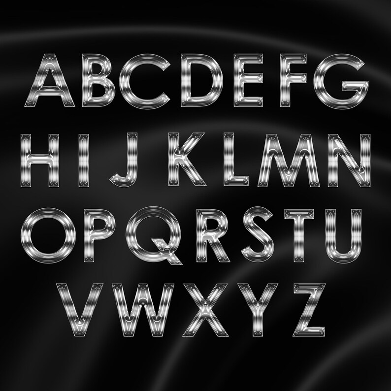 Luxury Silver Chrome Alphabet Clipart, Glam Metallic Letters PNG, Shiny ...