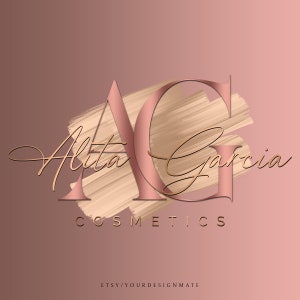 Luxurious Rose Gold Brush Stroke Premade Logo for Beauty & Cosmetics | Elegant Signature Logo for Salons, Nails, Lash, Brow Artists #101
