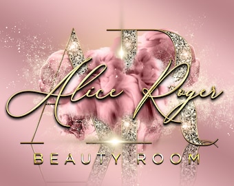 Pink Beauty Logo design, Glitter Logo Branding, Pink Smoke Logo #169