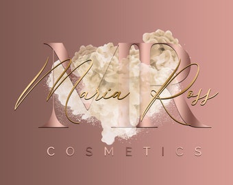 Watercolor Rose Gold Logo, Smoke Logo, Beauty Logo, Gold Signature Logo, Nail Logo, Brow Logo, Lash Logo, Premade Logo, Cosmetics Logo #99