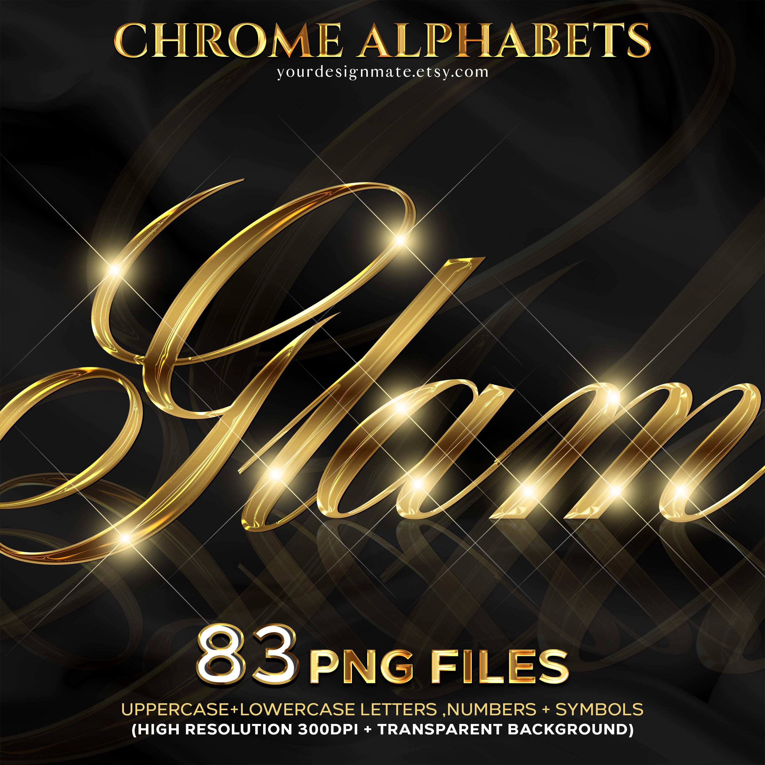 Gold Chrome Alphabet PNG, Gold Foil Script Letters A-Z, Metallic Liquid Gold Font, Digital Clipart, Glam Gold Letters for Branding #112