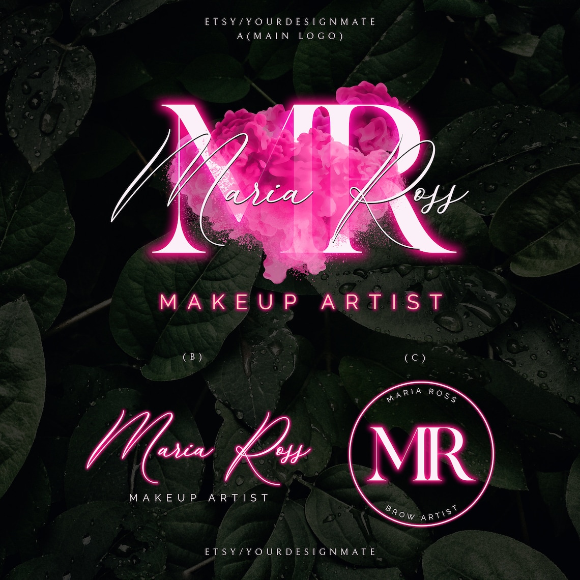 Pink Neon Logo Pink Watercolor Logo Pink Smoke Logo Hot | Etsy