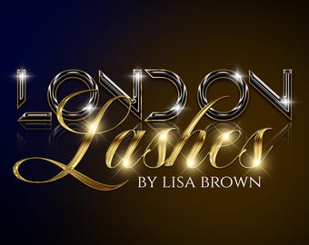 May include: Gold and black logo with the text "LONDON Lashes BY LISA BROWN" and the words "MAIN LOGO" and "yourdesignmate.etsy.com" below.