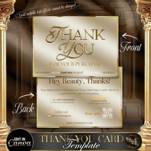 Luxury Gold Thank You Card Template, Gold Metallic Thank You Card ...
