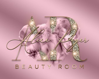 Lilac Beauty Logo, Glitter Logo, Smoke Logo, Sparkle Glitter Logo, Premade Logo, Lilac Gold Logo, Cosmetics Logo, Salon Spa Logo #223