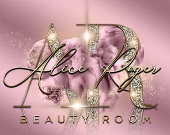 Lilac Beauty Logo, Glitter Logo, Smoke Logo, Sparkle Glitter Logo, Premade Logo, Lilac Gold Logo, Cosmetics Logo, Salon Spa Logo #223