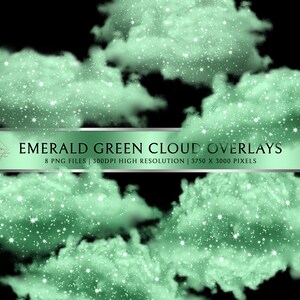 Emerald Green Smoke Overlay, Logo background, Cloud ClipArt, Green Clouds Png, Transparent Smoke, Watercolor, Brush Stroke, Glitter Smoke #5