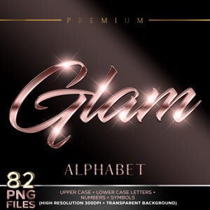 Alfabeto cromado en oro rosa PNG: letras elegantes para logotipos, invitaciones, diseño digital: alfabeto de lámina de oro rosa metálico de primera calidad n.° 59